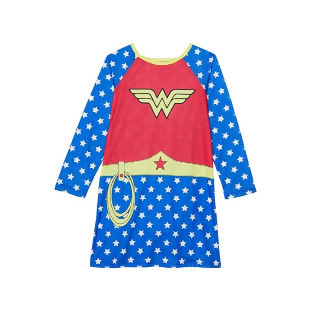 Wonder Woman Girls Long Sleeve Sleep Gown With Detachable Cape Size 6-6X S Small